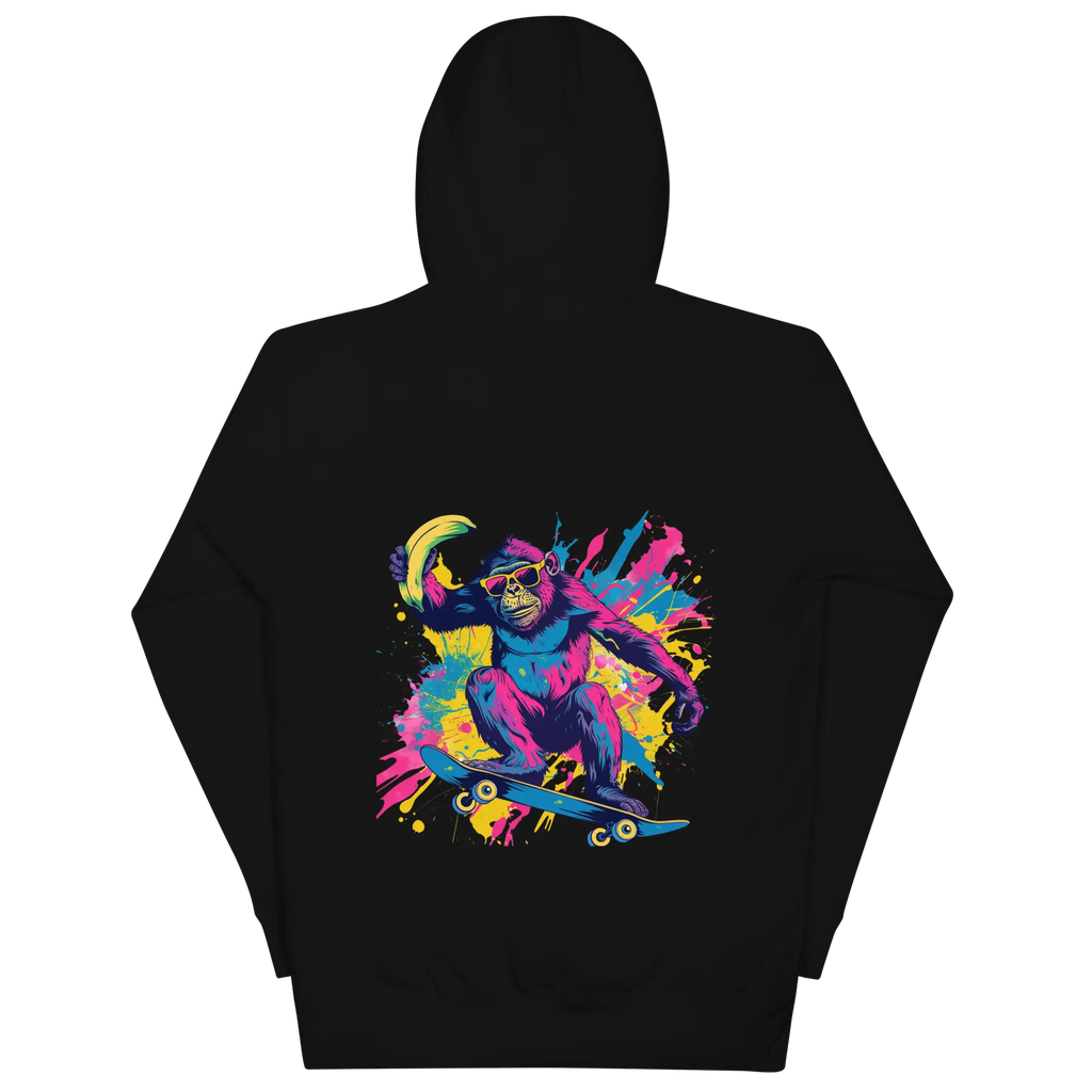 Skater Affe Hoodie - Bunter Pavian mit Banane | Streetstyle Pullover für Mutige von Brezno 