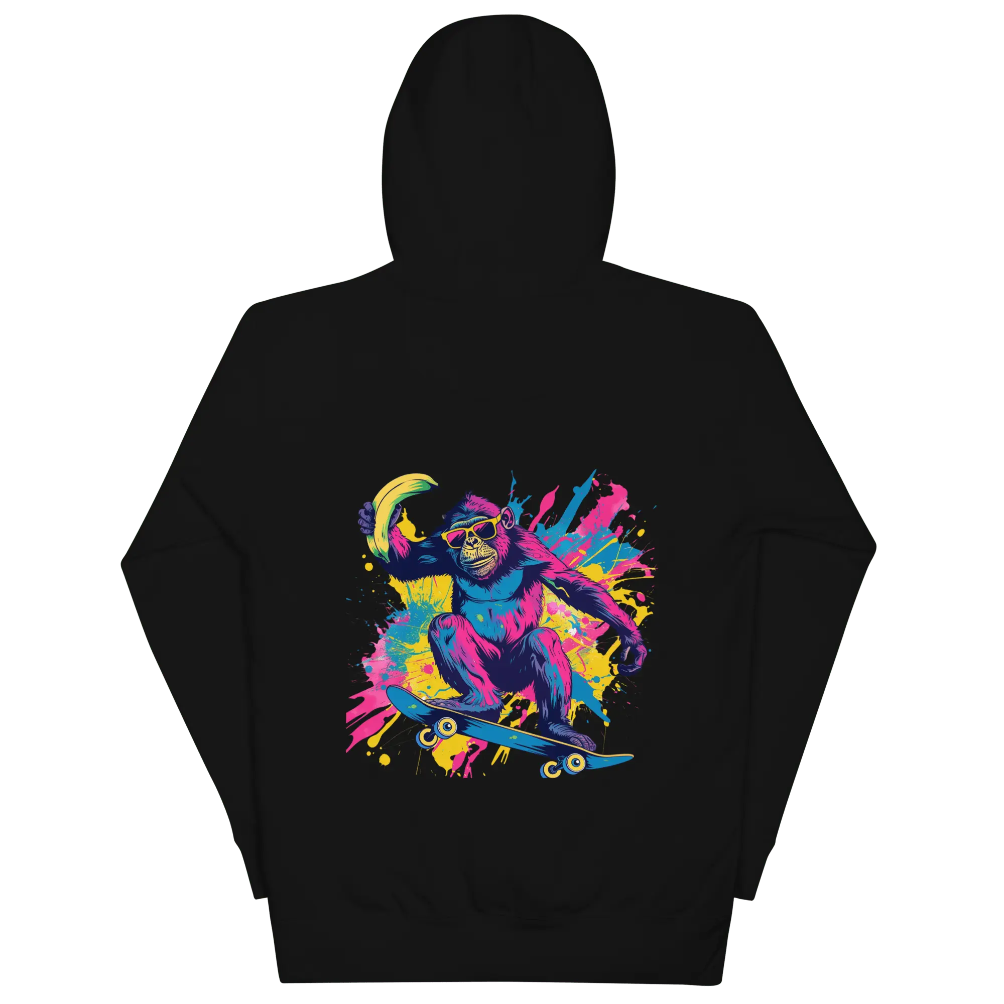 Skater Affe Hoodie - Bunter Pavian mit Banane | Streetstyle Pullover für Mutige von Brezno 