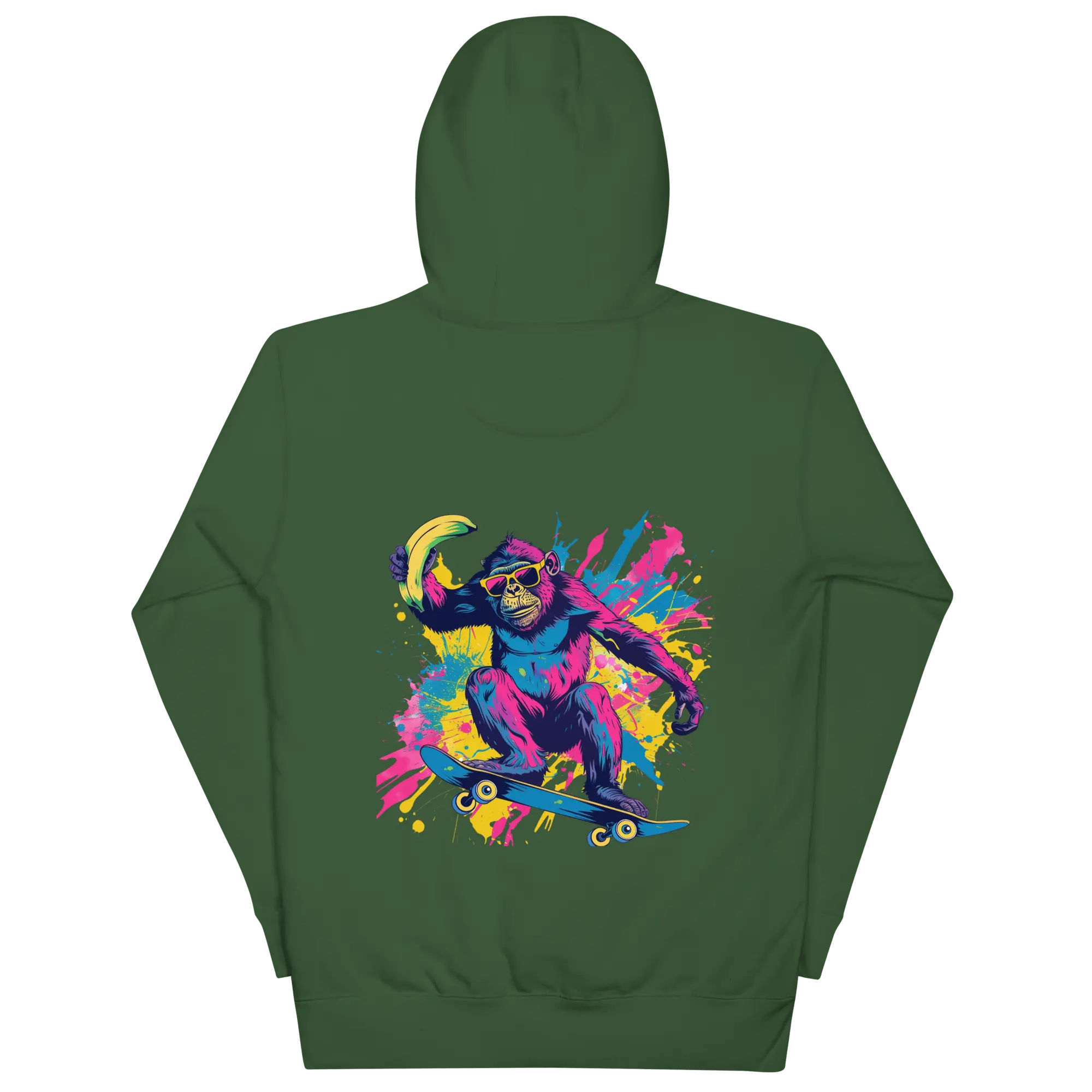 Skater Affe Hoodie - Bunter Pavian mit Banane | Streetstyle Pullover für Mutige von Brezno 