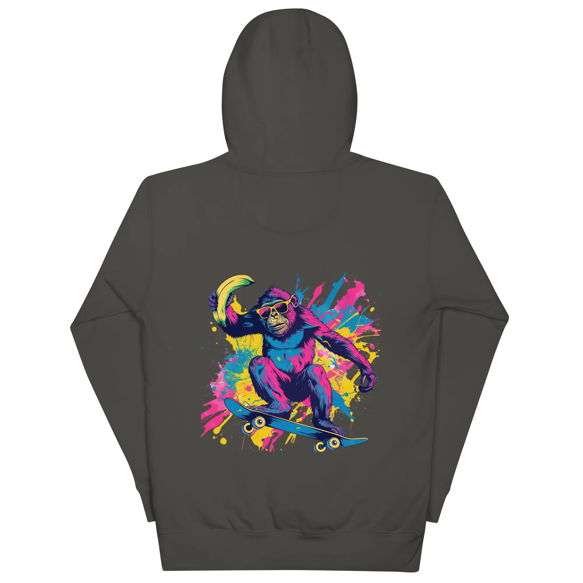 Skater Affe Hoodie - Bunter Pavian mit Banane | Streetstyle Pullover für Mutige von Brezno 