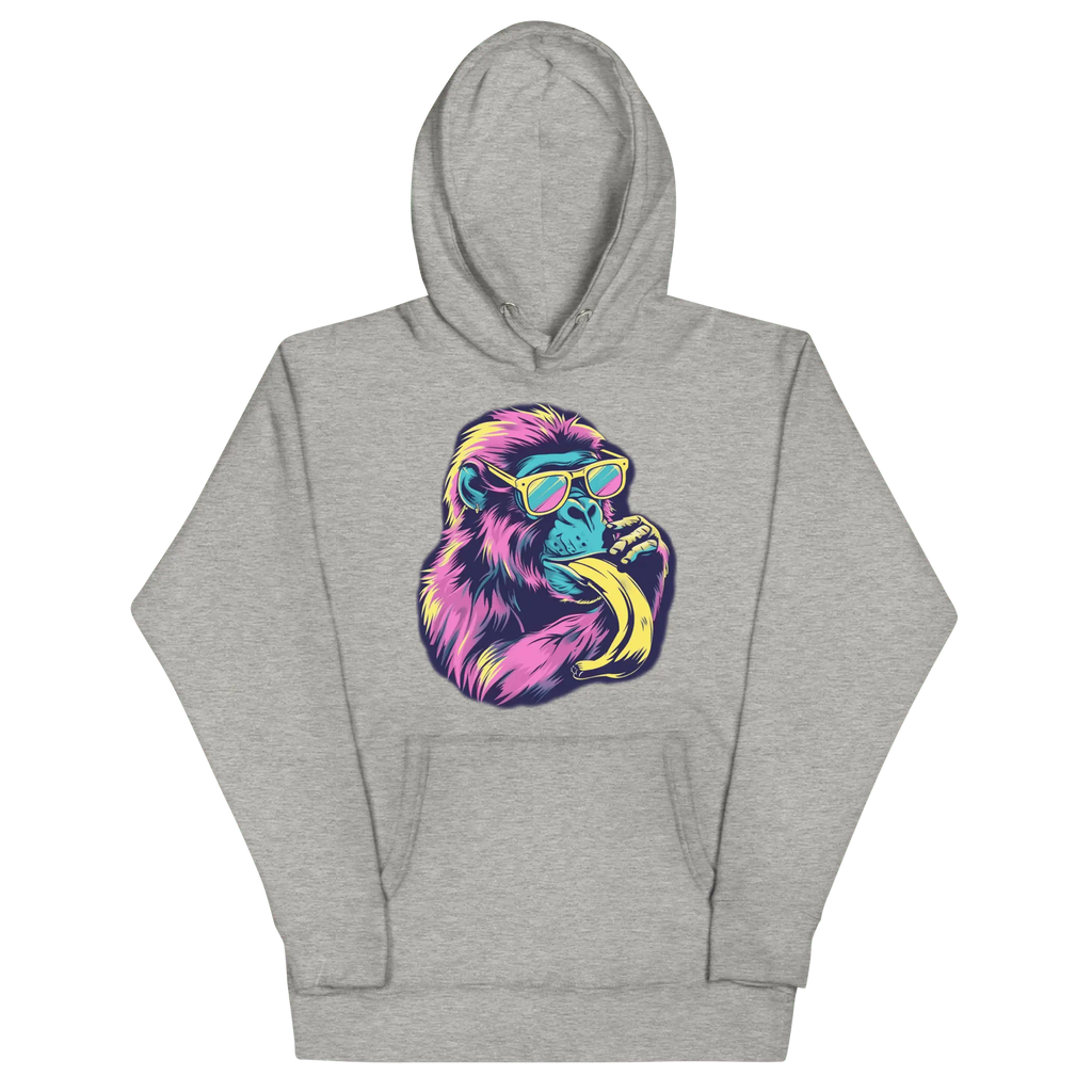 Skater Affe Hoodie - Bunter Pavian mit Banane | Streetstyle Pullover für Mutige von Brezno 