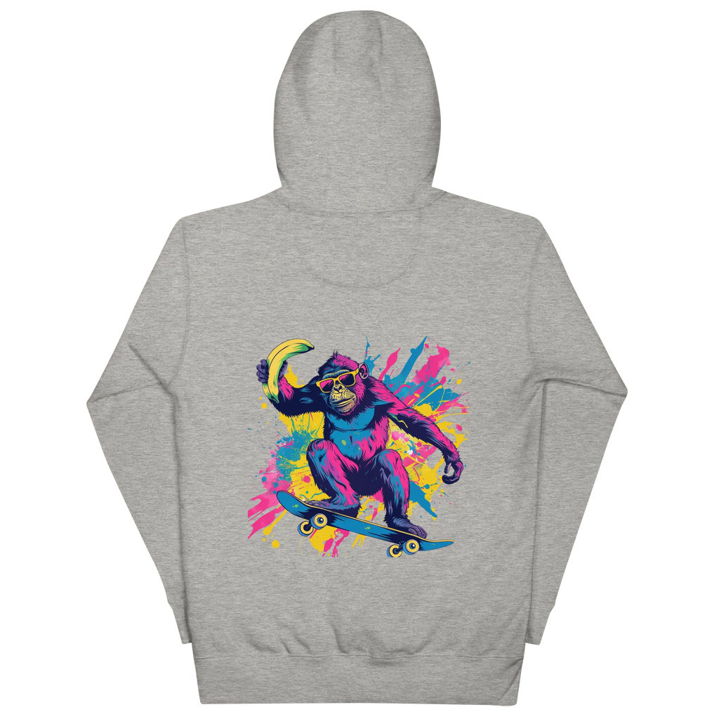 Skater Affe Hoodie - Bunter Pavian mit Banane | Streetstyle Pullover für Mutige von Brezno 