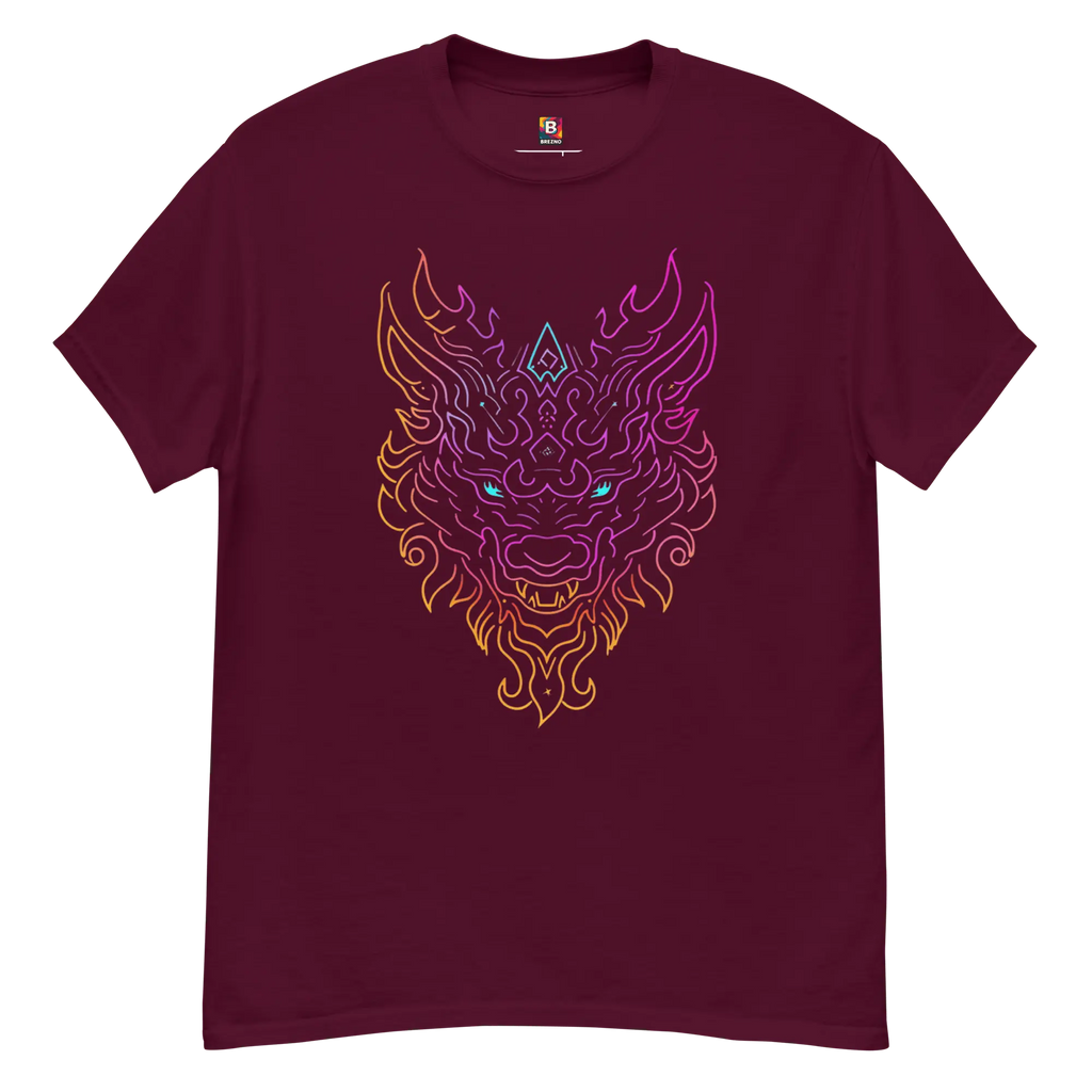 Tribal Lion Shirt von Brezno – Unisex T-Shirt mit starkem Neon-Look | Streetwear Design | Gildan 5000 