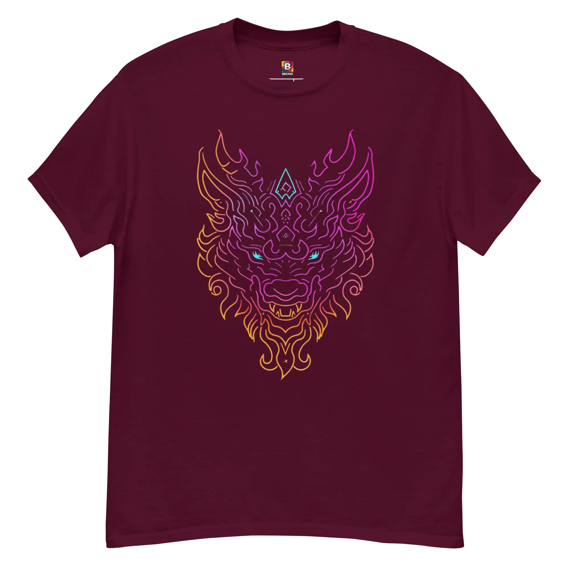 Tribal Lion Shirt von Brezno – Unisex T-Shirt mit starkem Neon-Look | Streetwear Design | Gildan 5000 