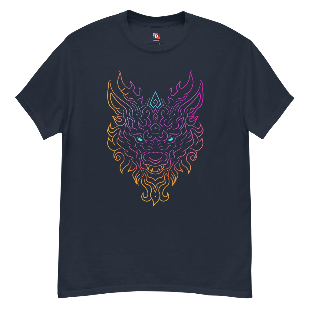 Tribal Lion Shirt von Brezno – Unisex T-Shirt mit starkem Neon-Look | Streetwear Design | Gildan 5000 