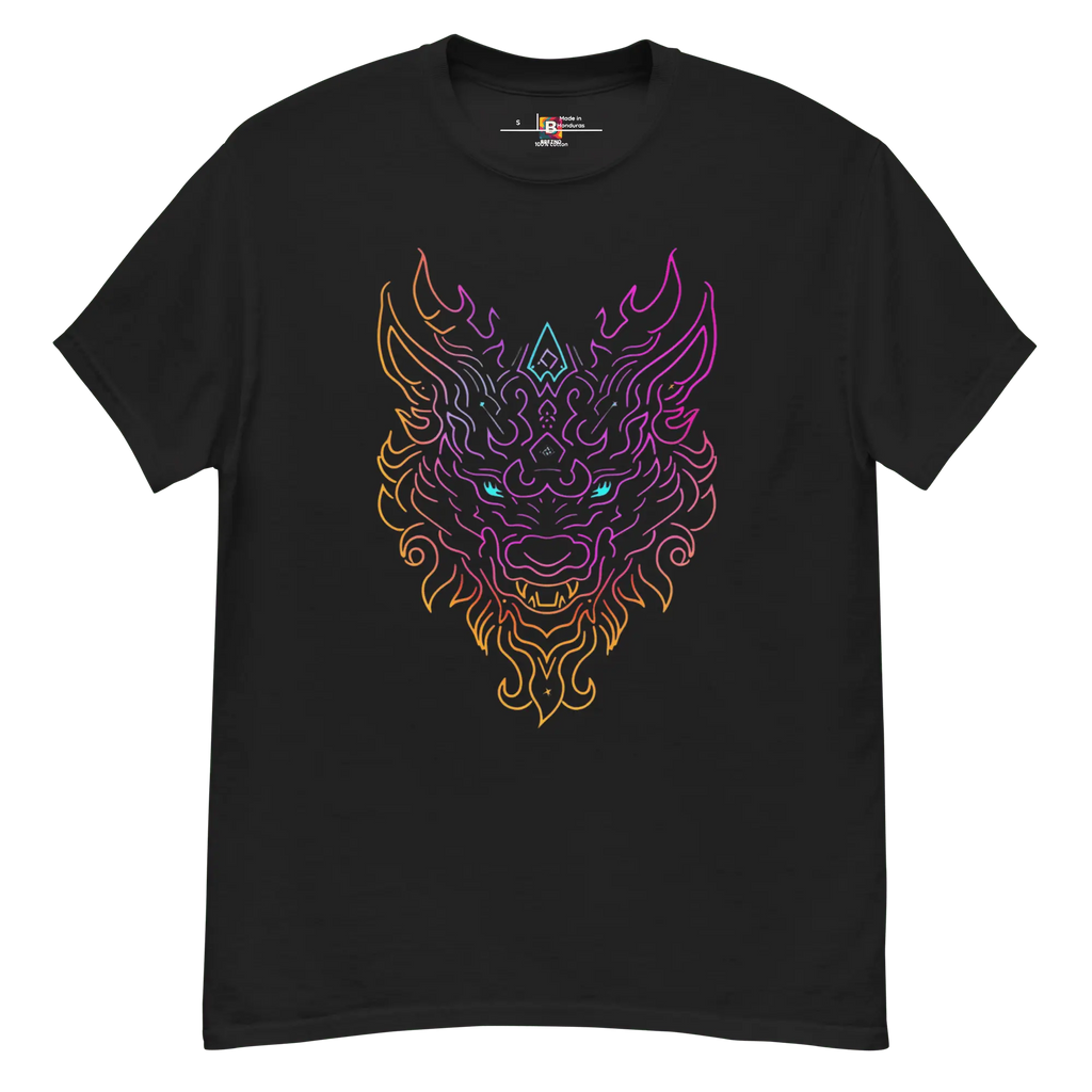 Tribal Lion Shirt von Brezno – Unisex T-Shirt mit starkem Neon-Look | Streetwear Design | Gildan 5000 