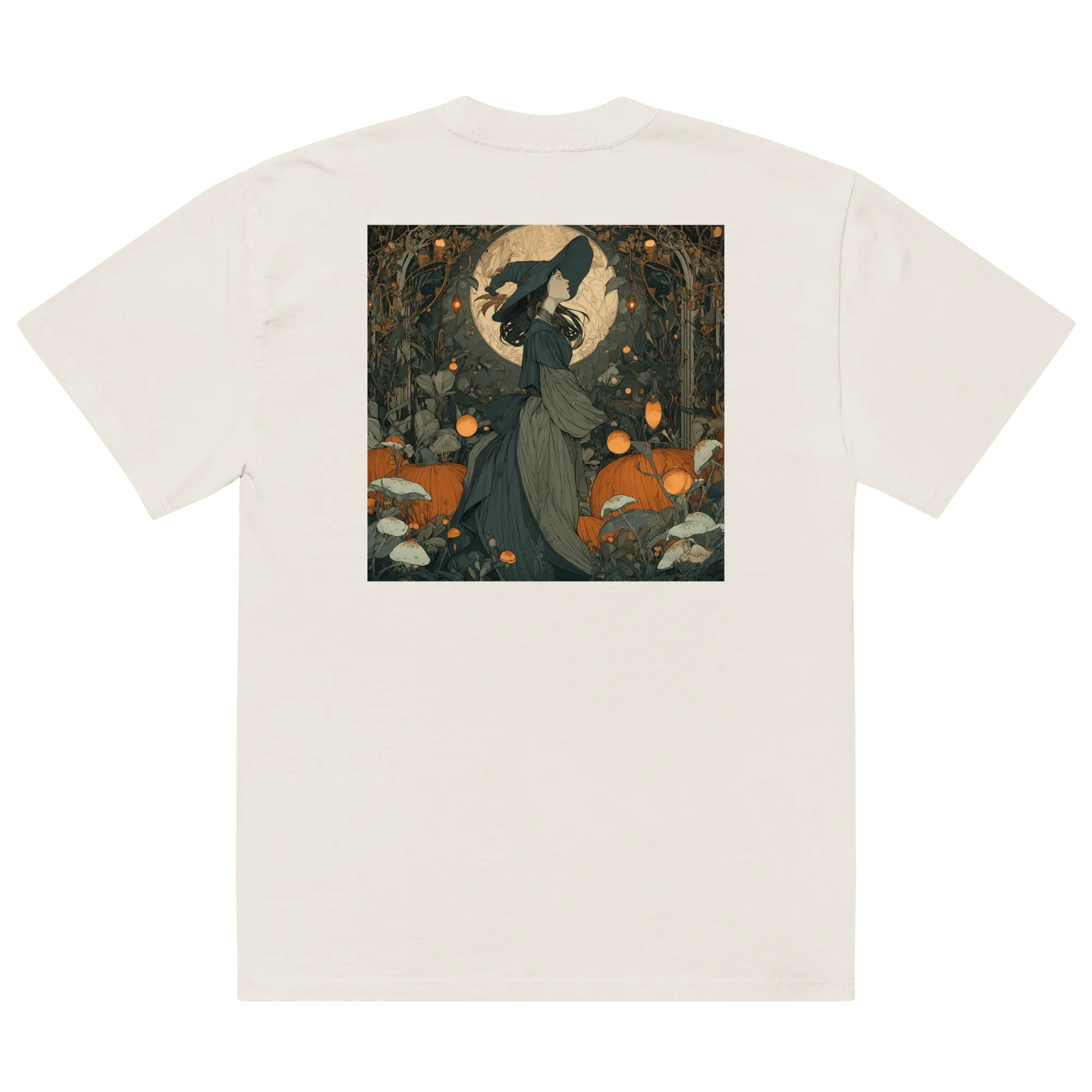 Vintage Hexe im Herbstwald Oversized T-Shirt Witchcore Halloween Shirt von Brezno 