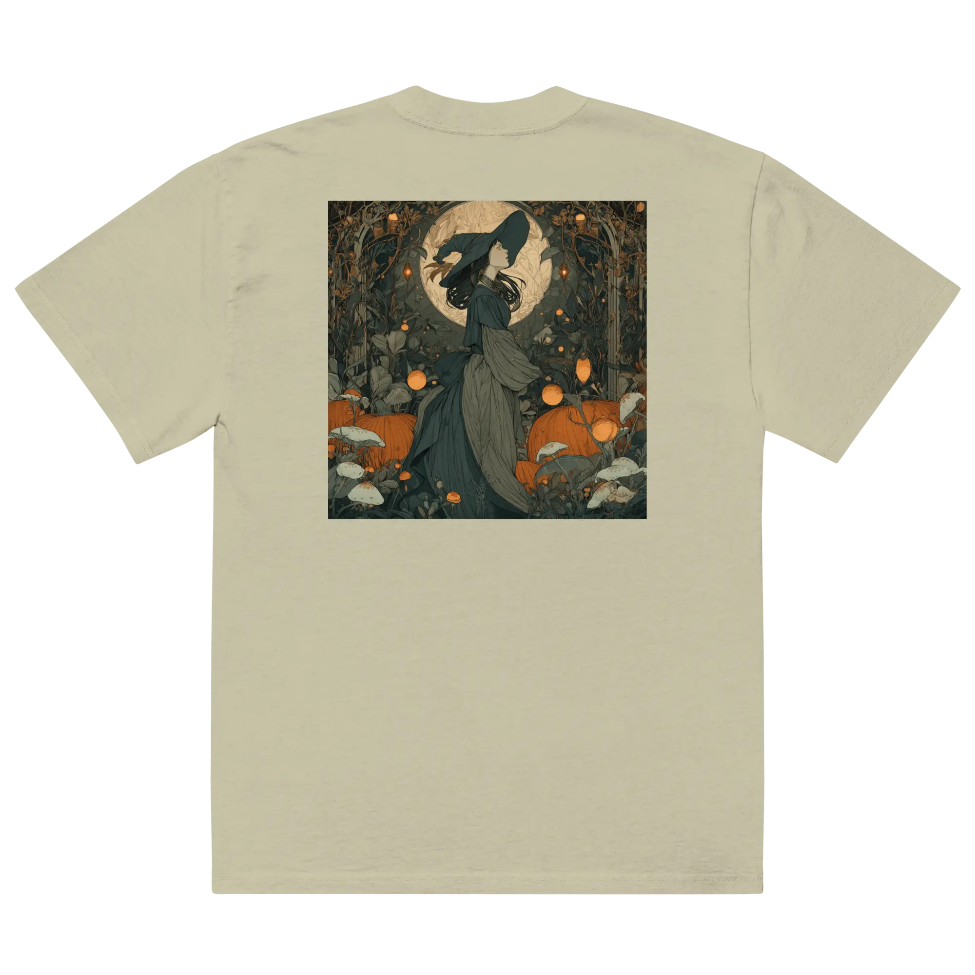Vintage Hexe im Herbstwald Oversized T-Shirt Witchcore Halloween Shirt von Brezno 