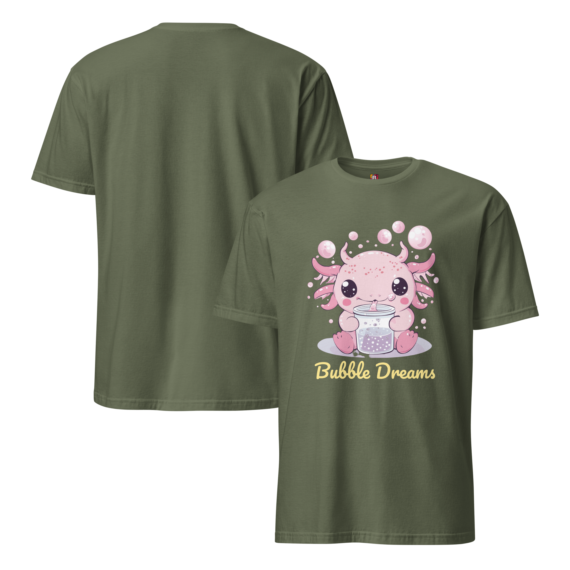 Bubble Dreams - Kawaii Axolotl T-Shirt Süßes Schlafshirt mit Boba Design | Unisex Geschenkidee für Damen und Herren von Brezno – Streetwear von Brezno | Kawaii Schlafshirt