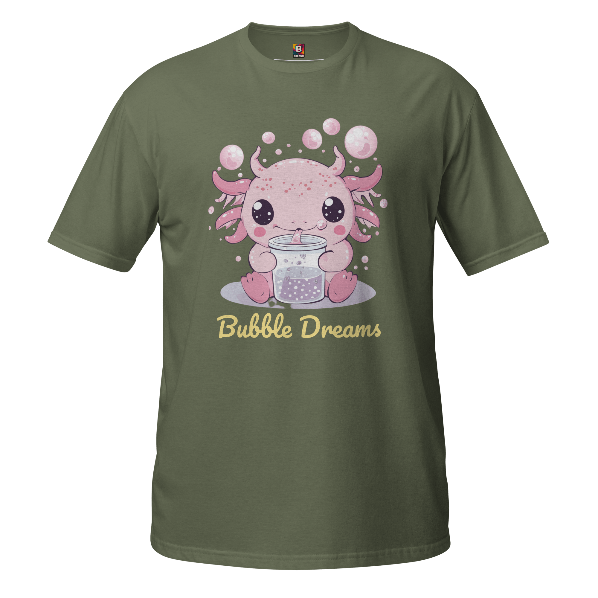 Bubble Dreams - Kawaii Axolotl T-Shirt Süßes Schlafshirt mit Boba Design | Unisex Geschenkidee für Damen und Herren von Brezno – Streetwear von Brezno | Kawaii Schlafshirt