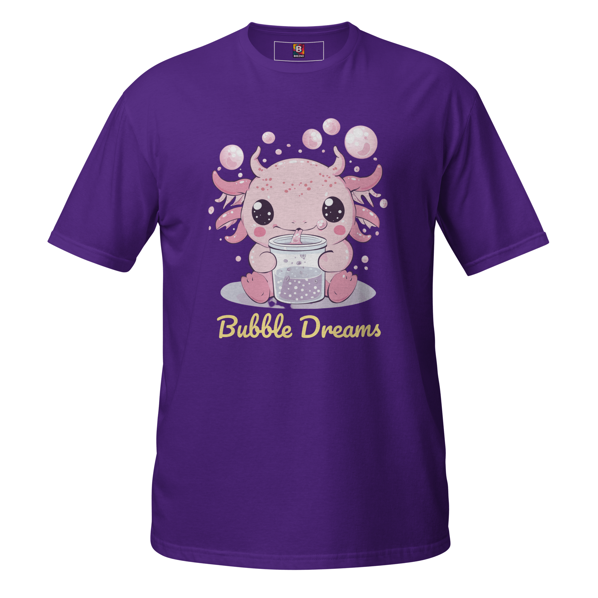Bubble Dreams - Kawaii Axolotl T-Shirt Süßes Schlafshirt mit Boba Design | Unisex Geschenkidee für Damen und Herren von Brezno – Streetwear von Brezno | Kawaii Schlafshirt