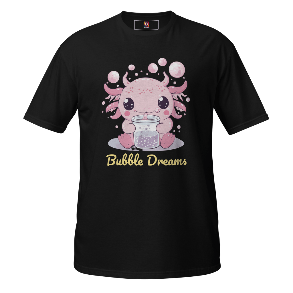 Bubble Dreams - Kawaii Axolotl T-Shirt Süßes Schlafshirt mit Boba Design | Unisex Geschenkidee für Damen und Herren von Brezno – Streetwear von Brezno | Kawaii Schlafshirt