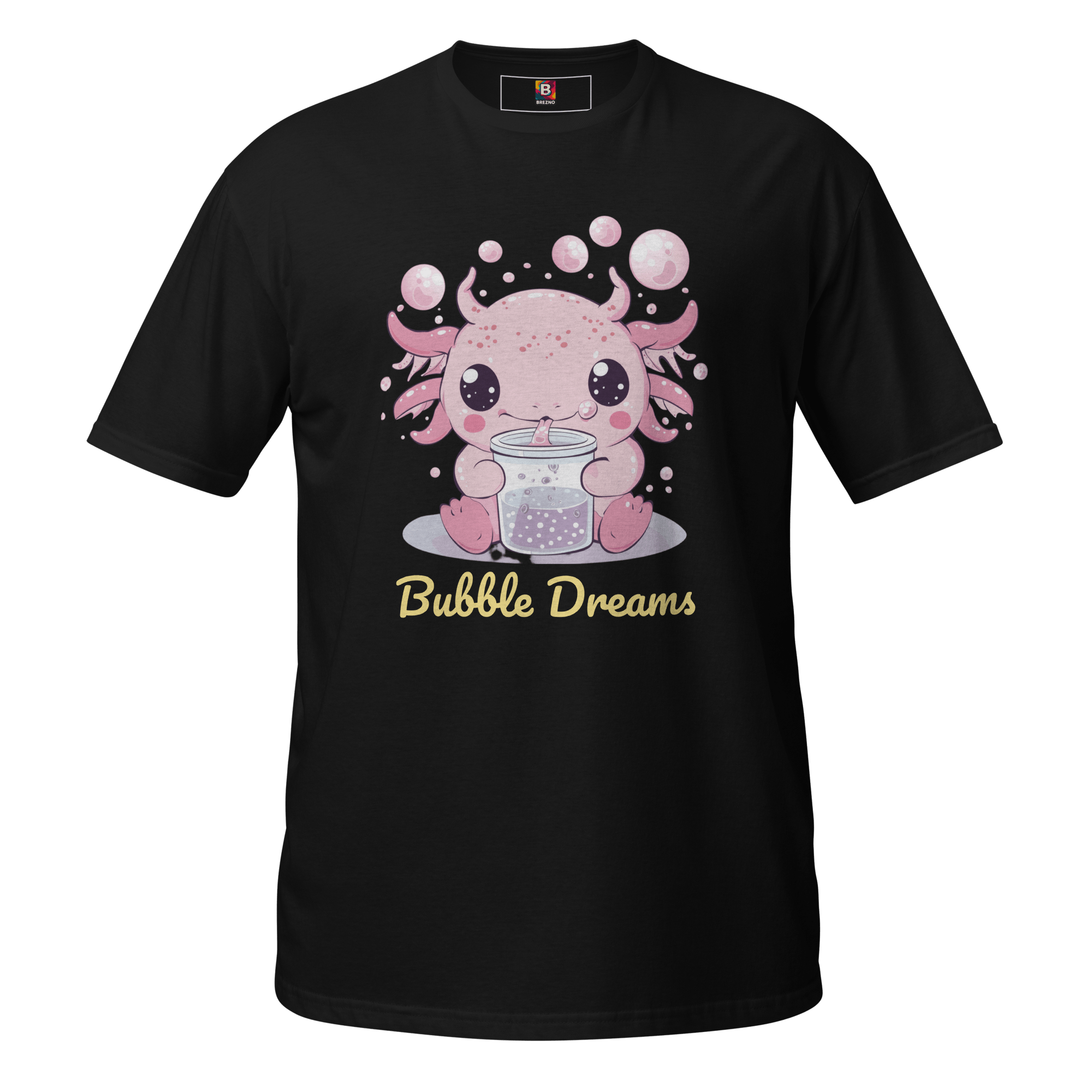 Bubble Dreams - Kawaii Axolotl T-Shirt Süßes Schlafshirt mit Boba Design | Unisex Geschenkidee für Damen und Herren von Brezno – Streetwear von Brezno | Kawaii Schlafshirt