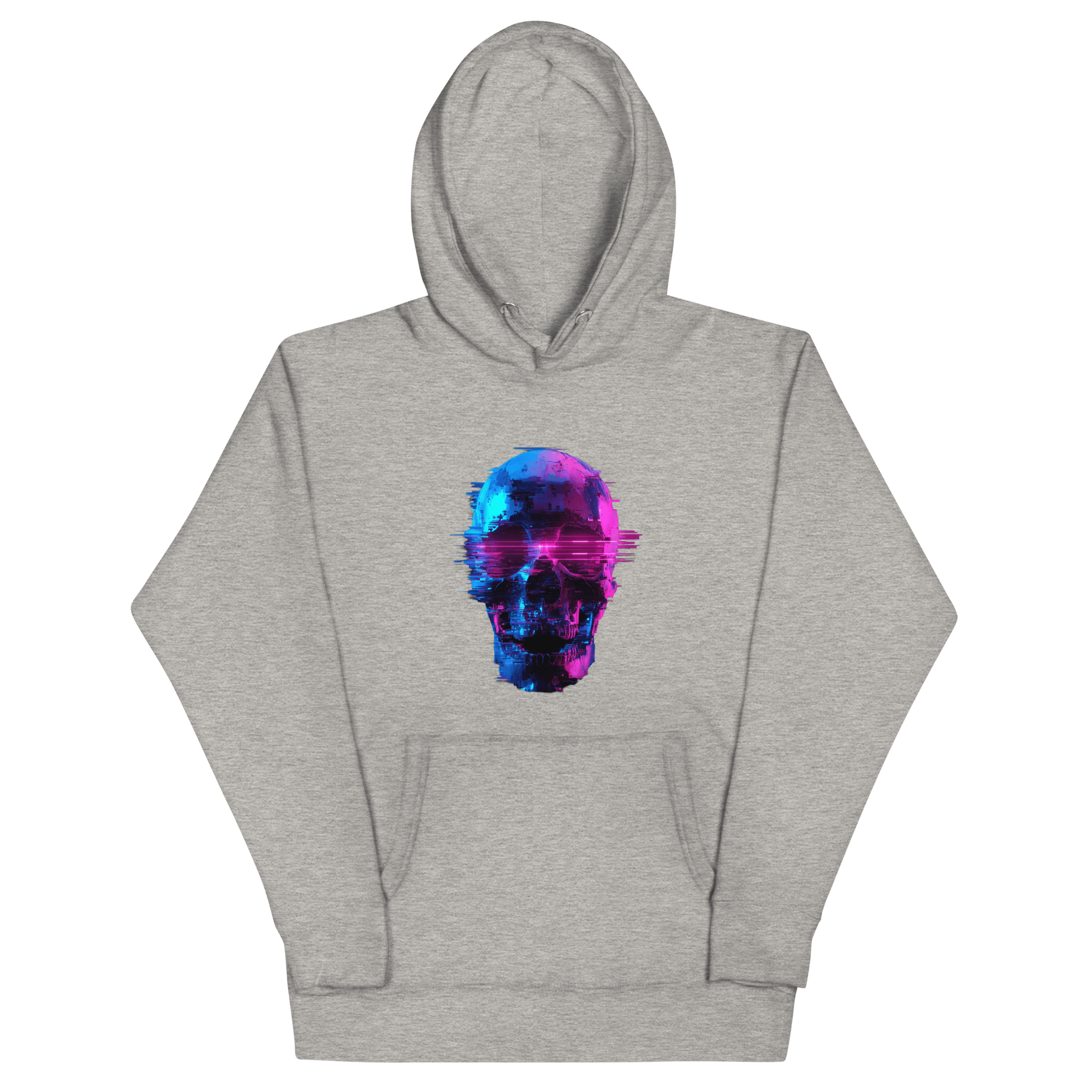 Cyber Skull Hoodie - Glitch Totenkopf Neon Streetwear Pullover von Brezno – Streetwear von Brezno | Streetwear Hoodie