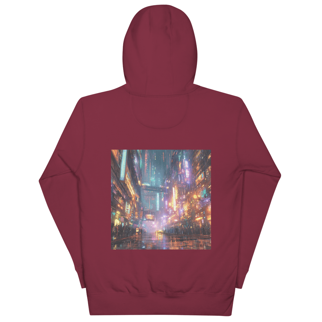 Cyberpunk Neon Unisex Hoodie mit Front - & Backprint | Streetwear Festival Pullover von Brezno – Streetwear von Brezno | Hoodie
