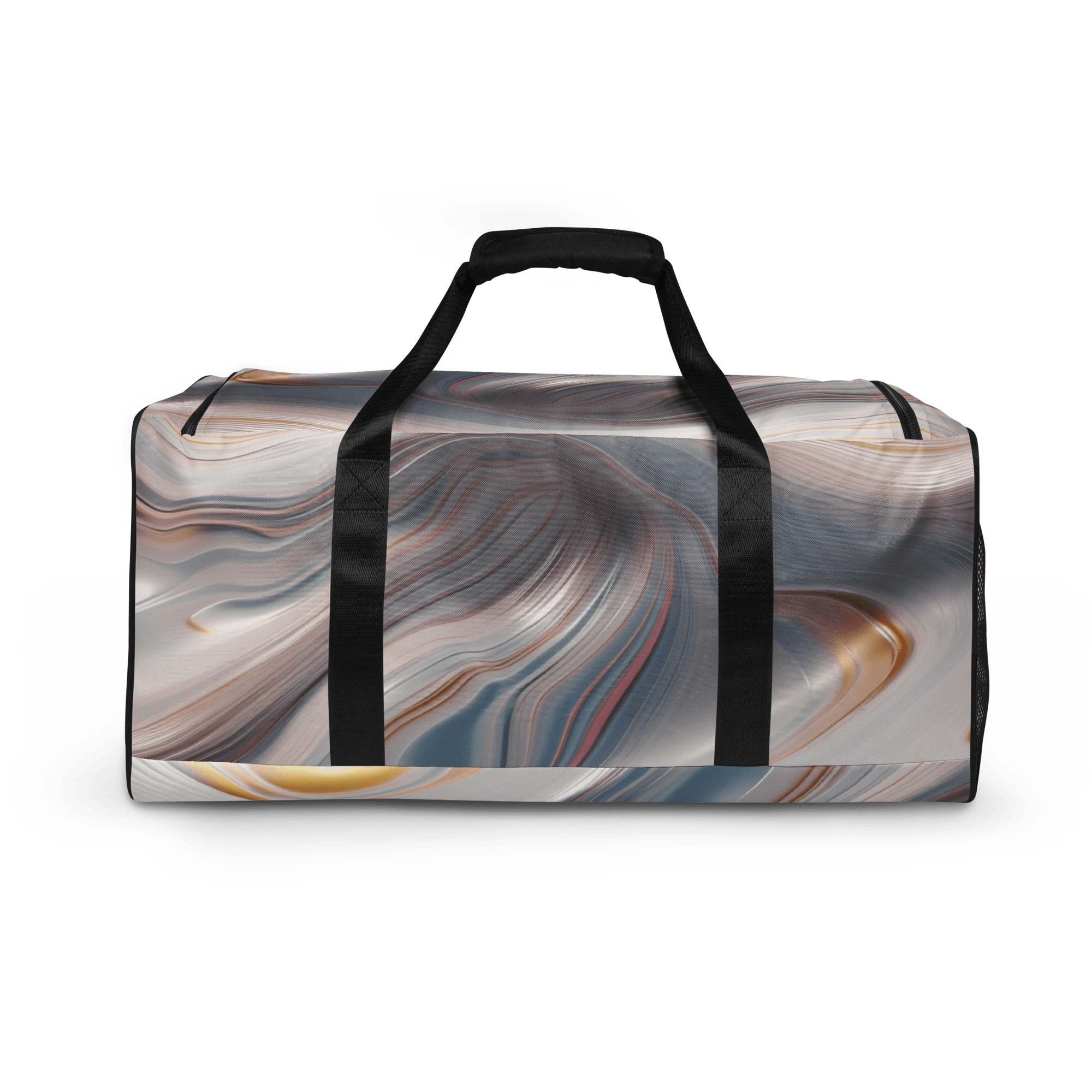 Fluid Wave Duffle Bag – Stylische 50L Weekender - Tasche mit abstraktem Allover - Design von Brezno – Streetwear von Brezno | Sporttasche