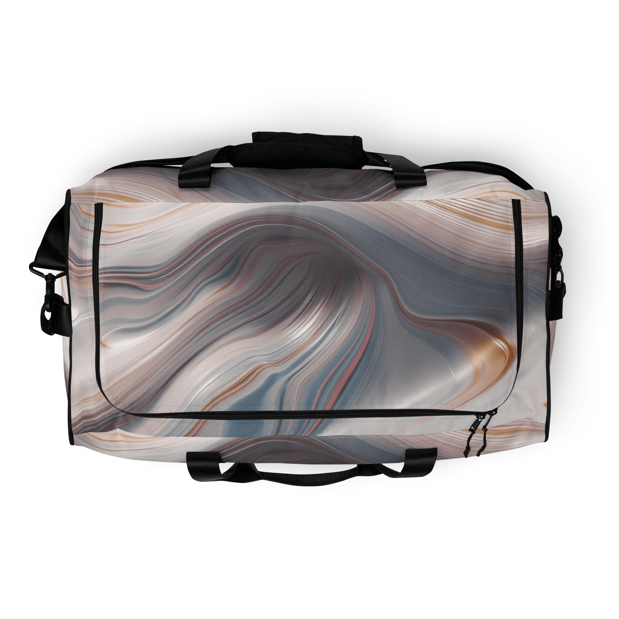 Fluid Wave Duffle Bag – Stylische 50L Weekender - Tasche mit abstraktem Allover - Design von Brezno – Streetwear von Brezno | Sporttasche