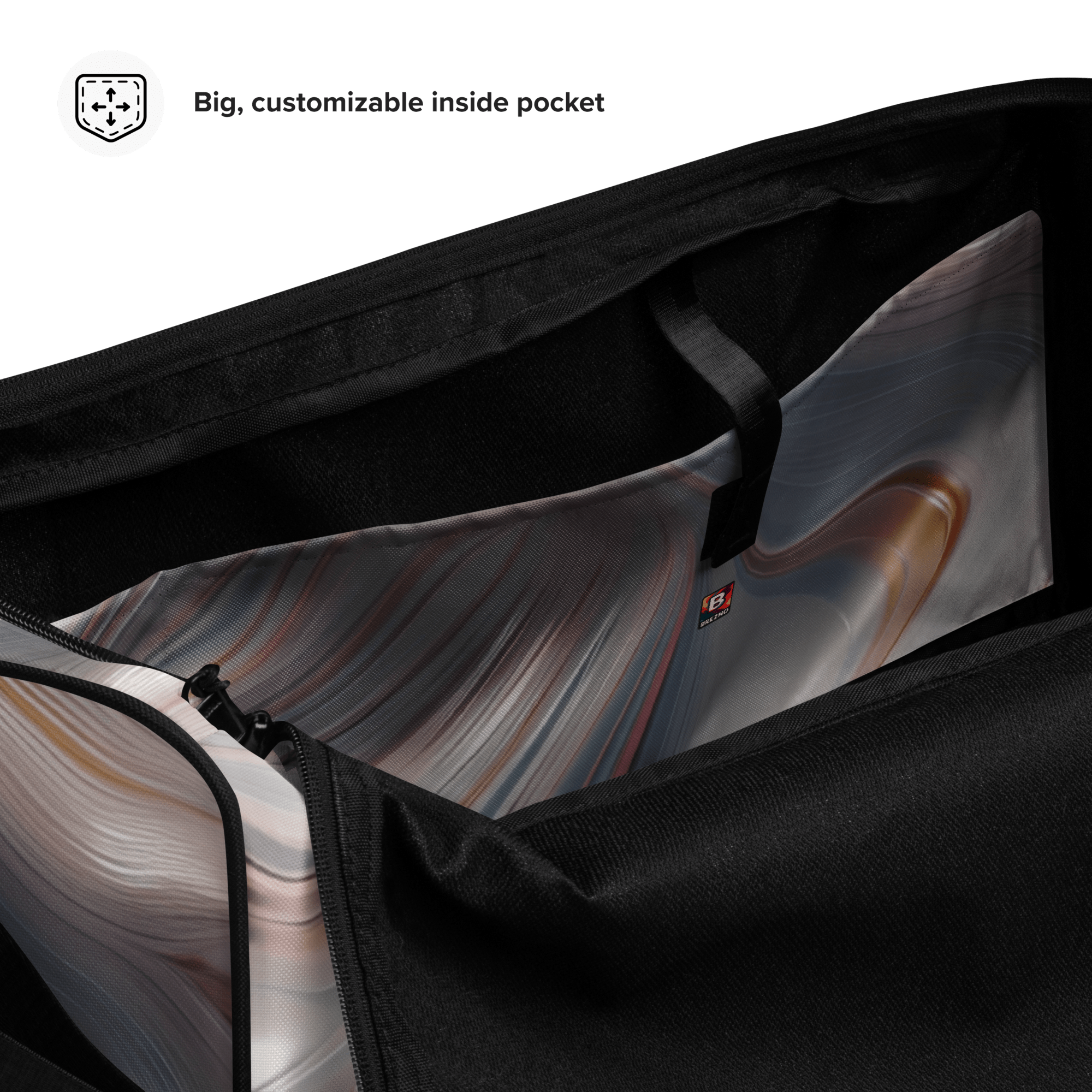 Fluid Wave Duffle Bag – Stylische 50L Weekender - Tasche mit abstraktem Allover - Design von Brezno – Streetwear von Brezno | Sporttasche
