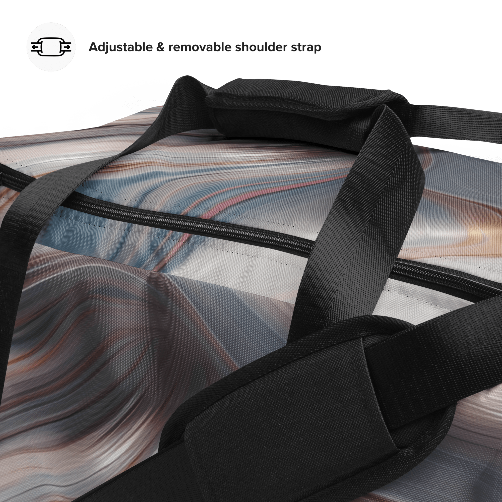 Fluid Wave Duffle Bag – Stylische 50L Weekender - Tasche mit abstraktem Allover - Design von Brezno – Streetwear von Brezno | Sporttasche