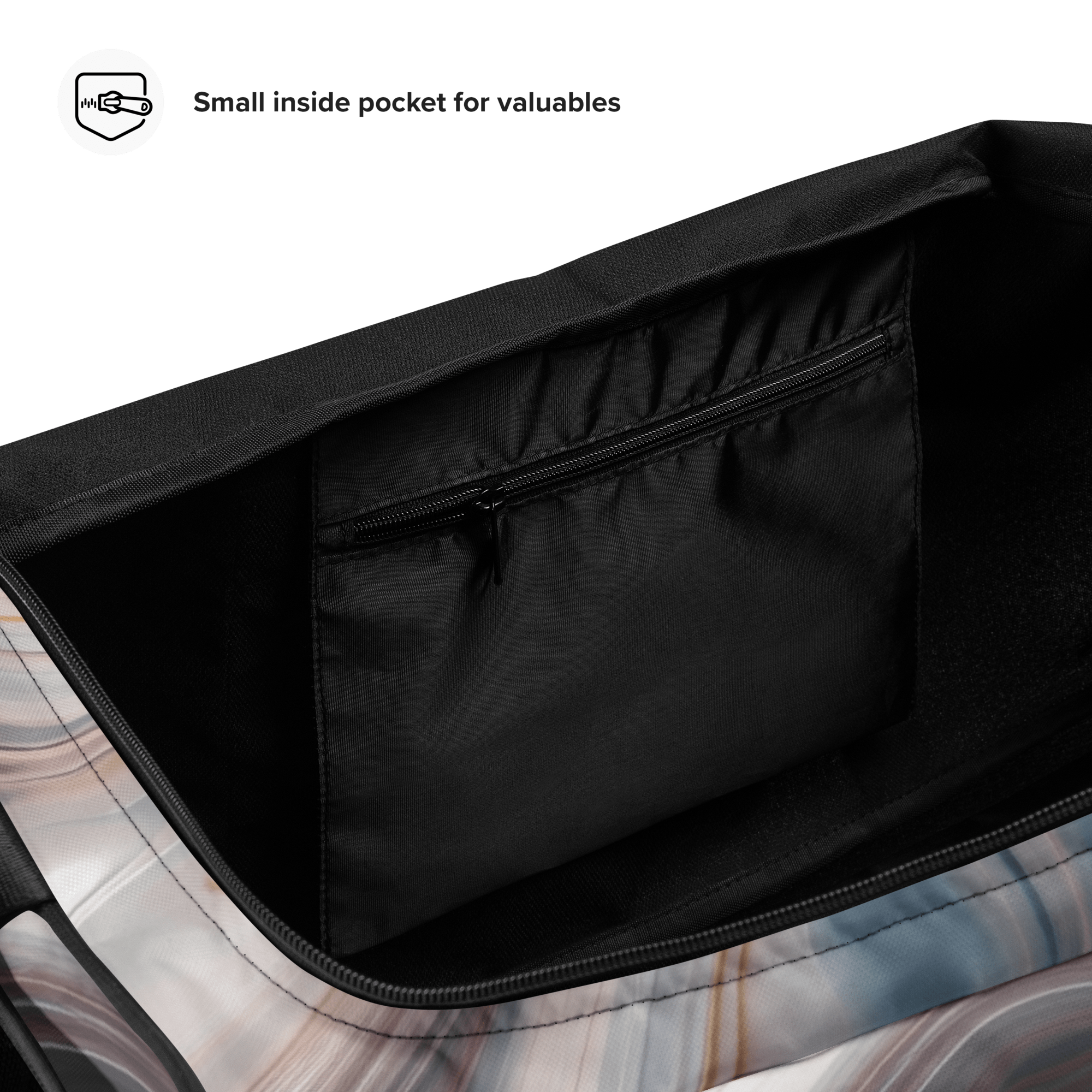 Fluid Wave Duffle Bag – Stylische 50L Weekender - Tasche mit abstraktem Allover - Design von Brezno – Streetwear von Brezno | Sporttasche