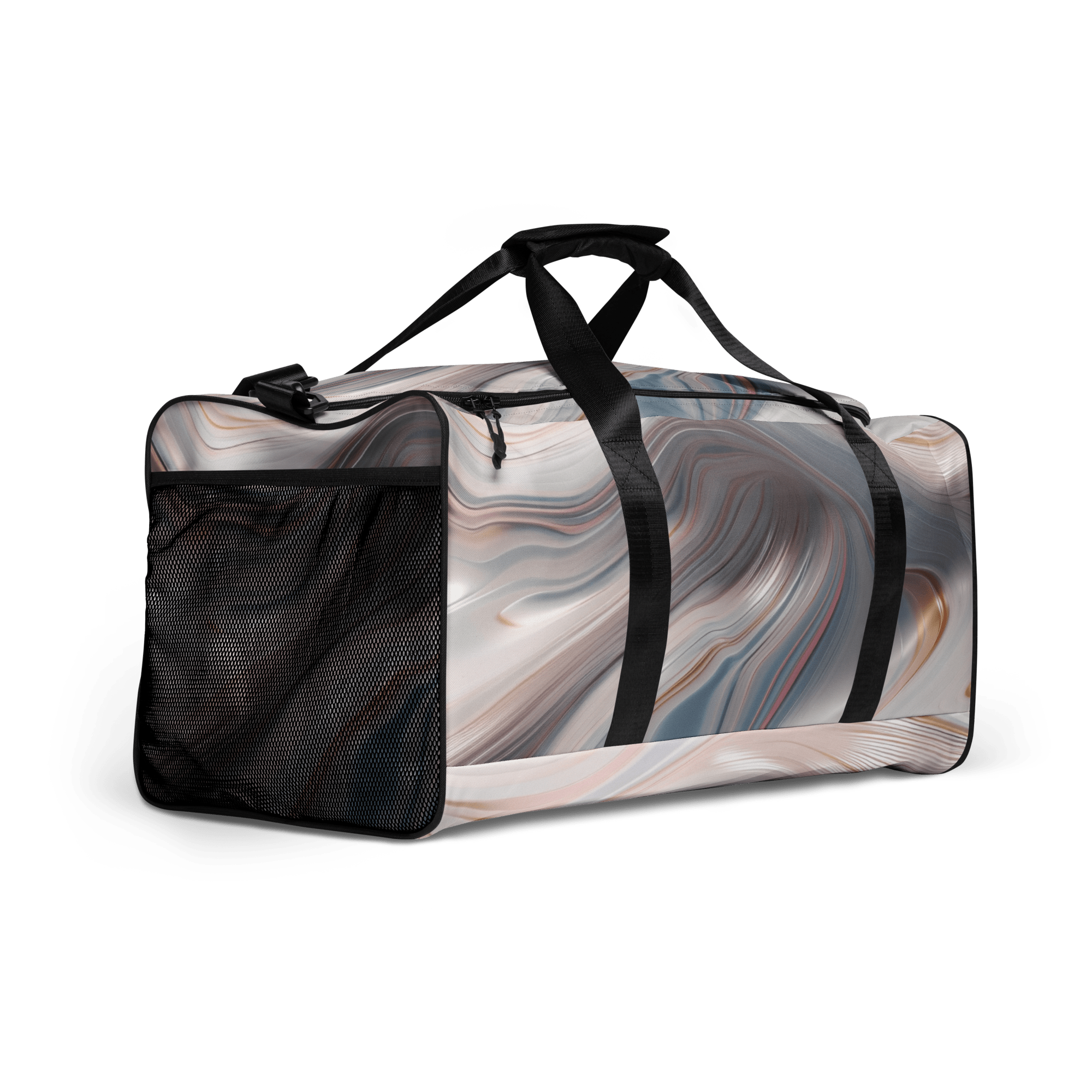Fluid Wave Duffle Bag – Stylische 50L Weekender - Tasche mit abstraktem Allover - Design von Brezno – Streetwear von Brezno | Sporttasche