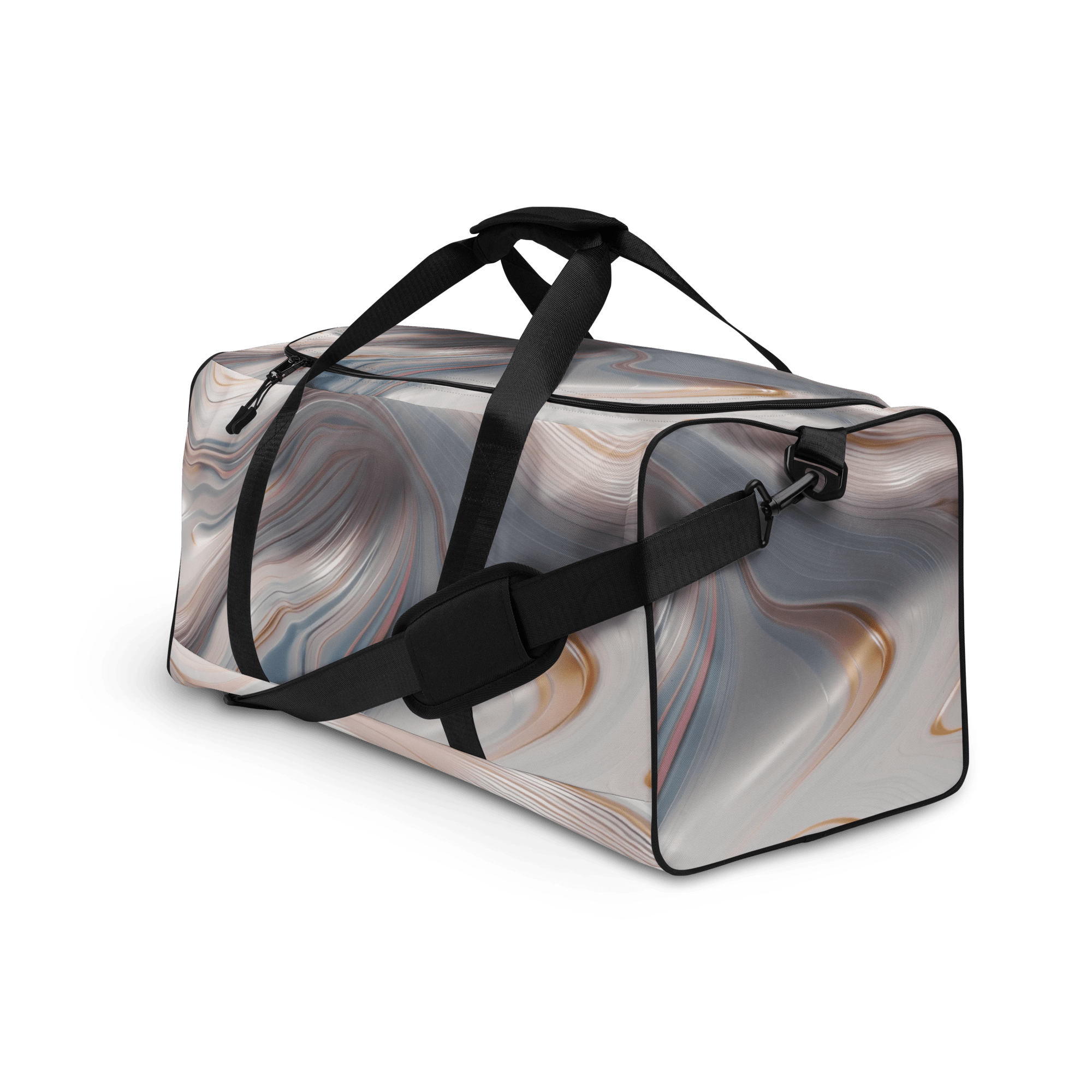 Fluid Wave Duffle Bag – Stylische 50L Weekender - Tasche mit abstraktem Allover - Design von Brezno – Streetwear von Brezno | Sporttasche