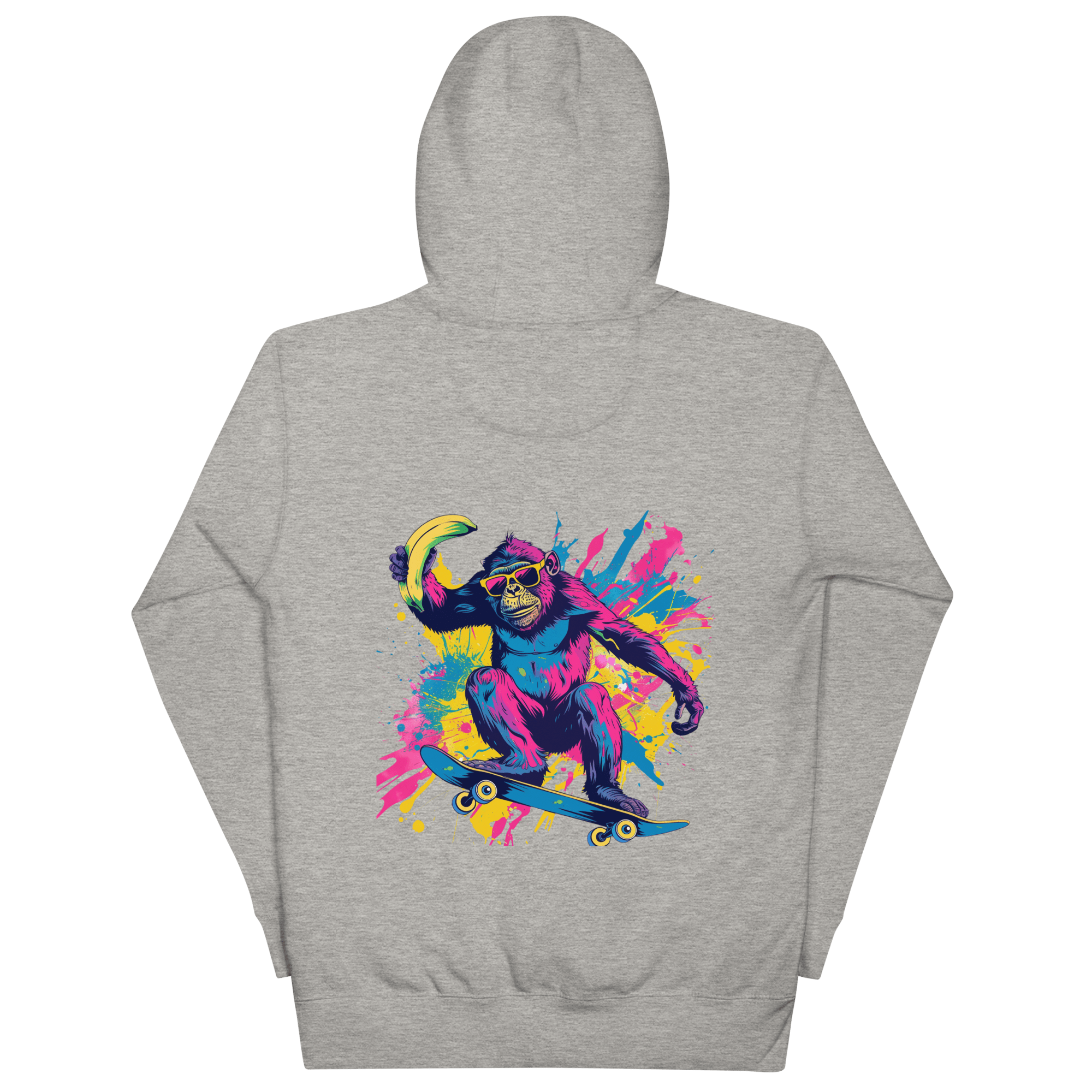 Skater Affe Hoodie - Bunter Pavian mit Banane | Streetstyle Pullover für Mutige von Brezno – Streetwear von Brezno | Streetwear Hoodie