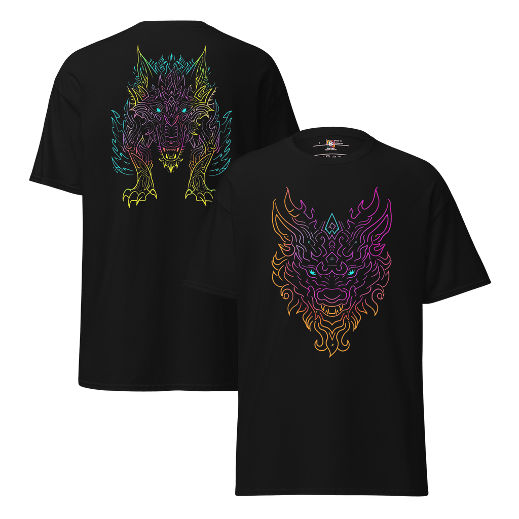 Tribal Lion Shirt von Brezno – Unisex T-Shirt mit starkem Neon - Look | Streetwear Design | Gildan 5000 – Streetwear von Brezno | T-Shirt